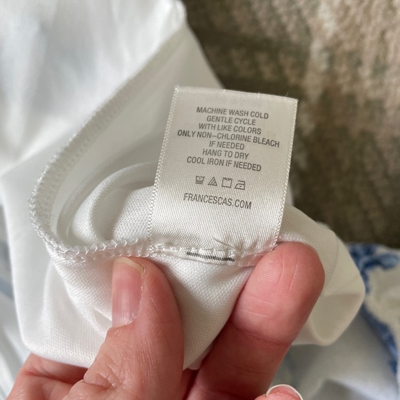 Francesca’s Mi Ami linen blend blue floral midi sweetheart puff sleeve dress S - Picture 6 of 7